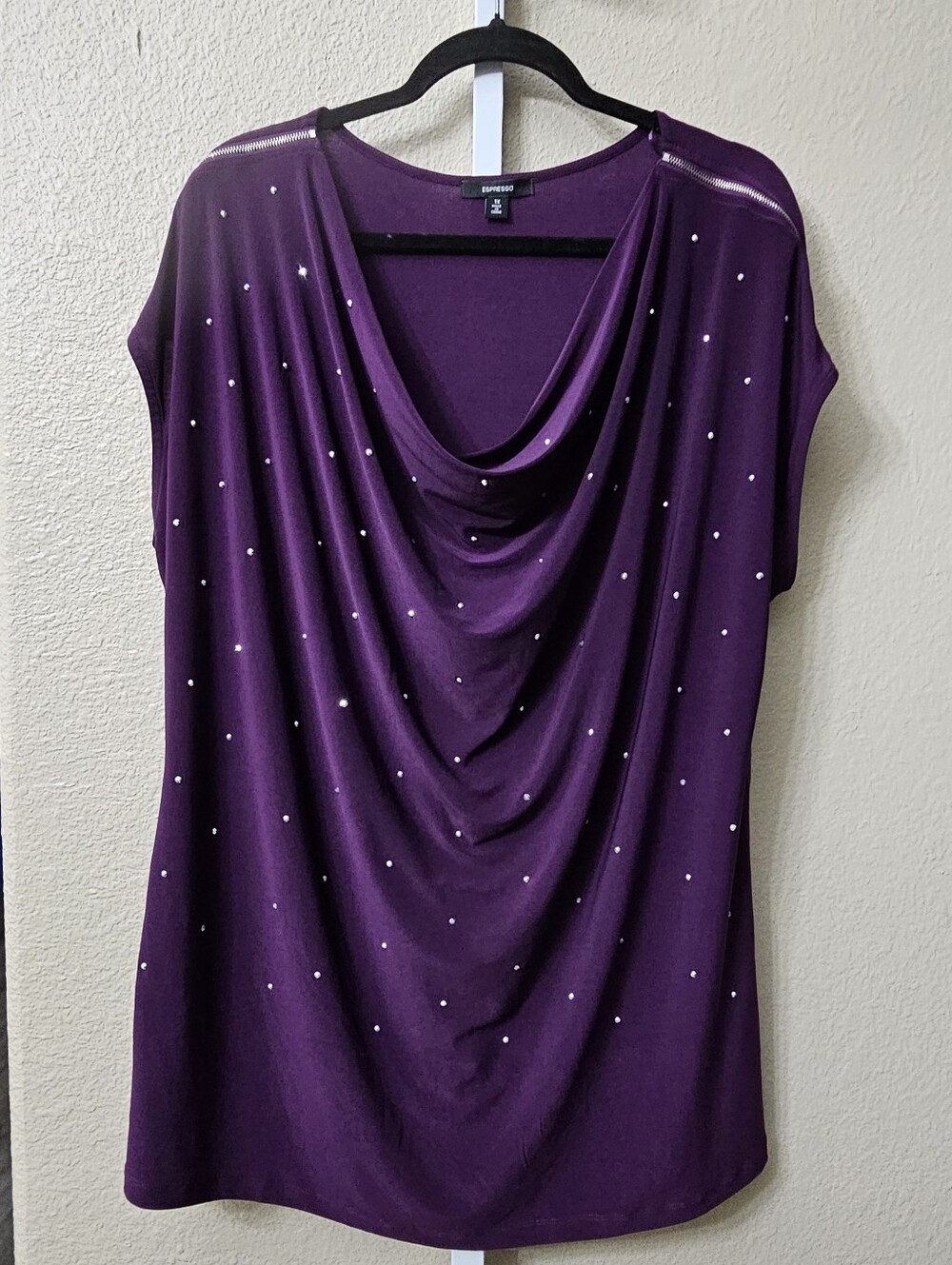 Expresso purple draped cowl-neck top